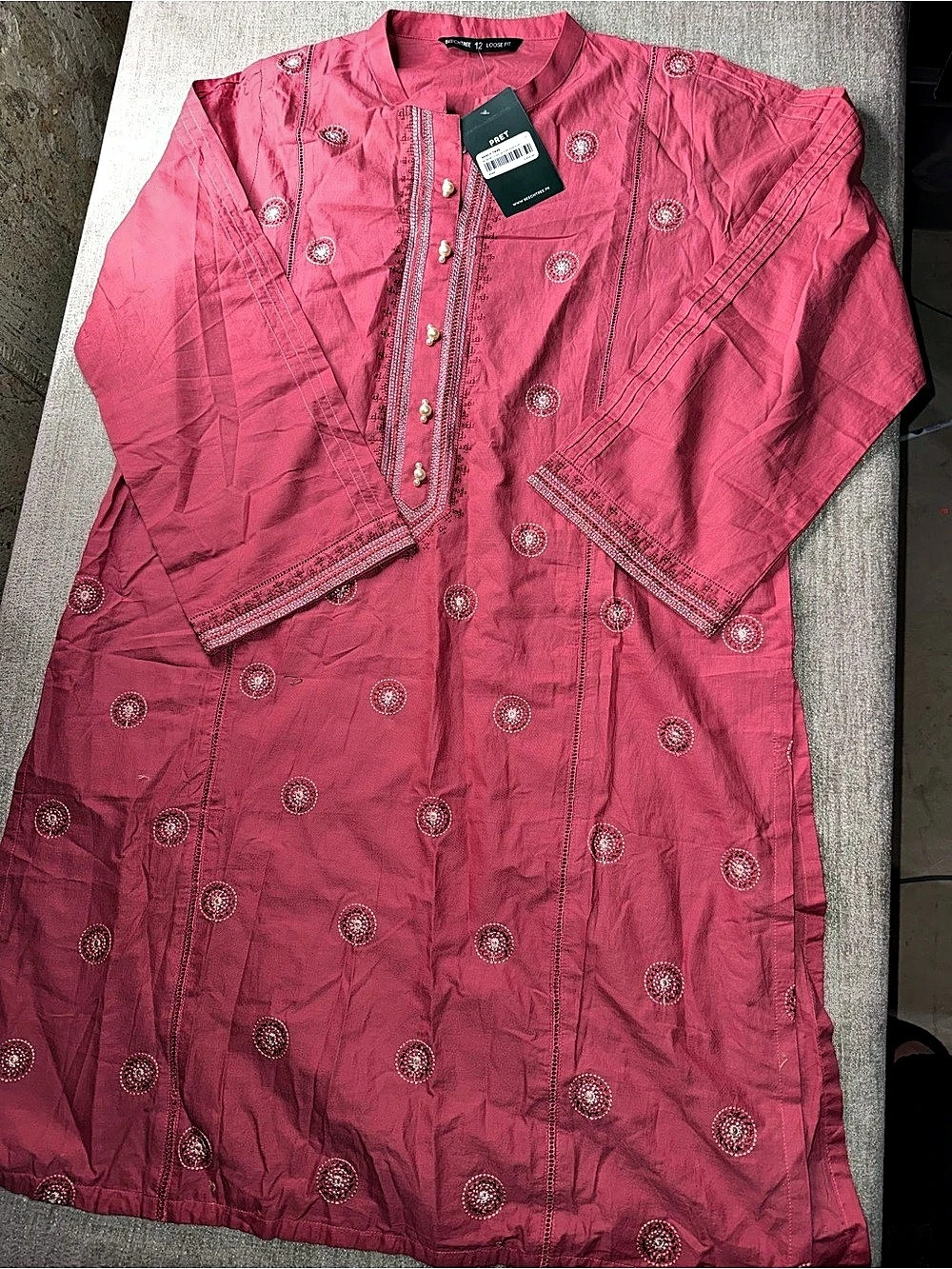 Beechtree Pret Embroidered Pink Kurta Tunic Size 12 NWT